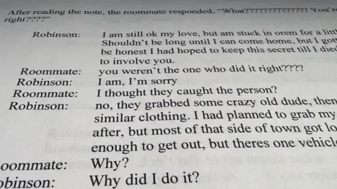 Detailed Message Exchange Involving Charlie Kirk Suspect and Roommate